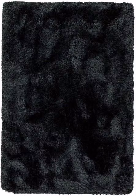 The Rug Shop UK Handmade Plain Shaggy Sparkle Luxurious Anti-Shed Area Rug in Black, W: 140 cm, L: 200 cm – 1