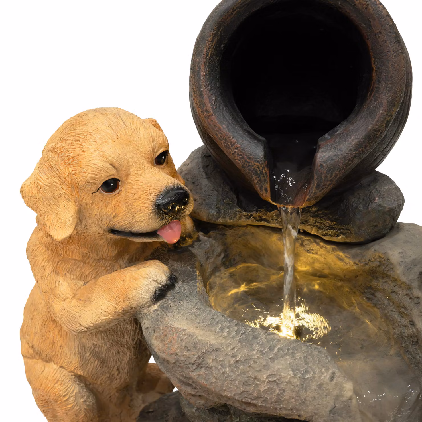 Monstershop Canine Creek Electric Water Feature Cascade in Grey, Polyresin, W/D/H: 46 x 38 x 64 cm – 4