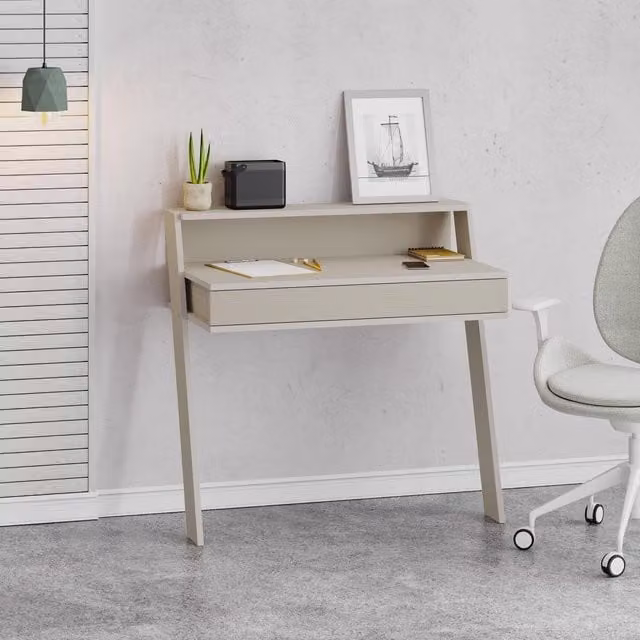 FWStyle Sandstone Cowork Wall-Mounted Writing Desk with 1 Drawer in Grey