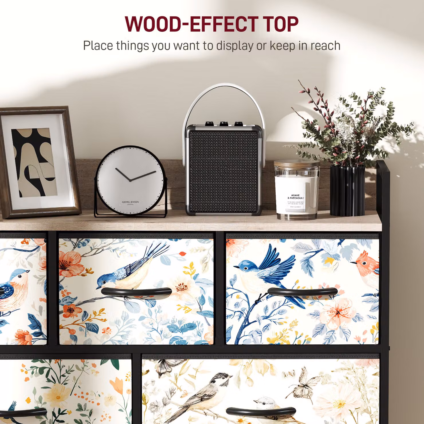 HOMCOM 7-Drawer White Modern Floral Chest of Drawers – 5