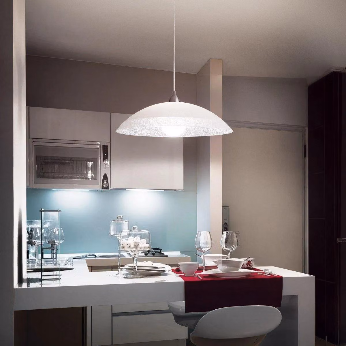 Netlighting Lana Small Dome Ceiling Pendant Light in Grey and Chrome with E27 Socket – 2