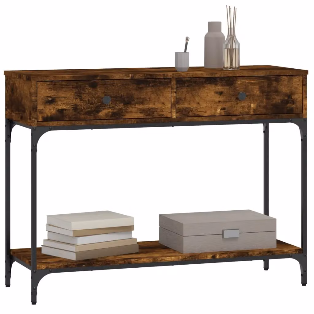 Berkfield Home Console Table in Smoked Oak Brown, W/D/H: 100 x 34.5 x 75 cm – 3