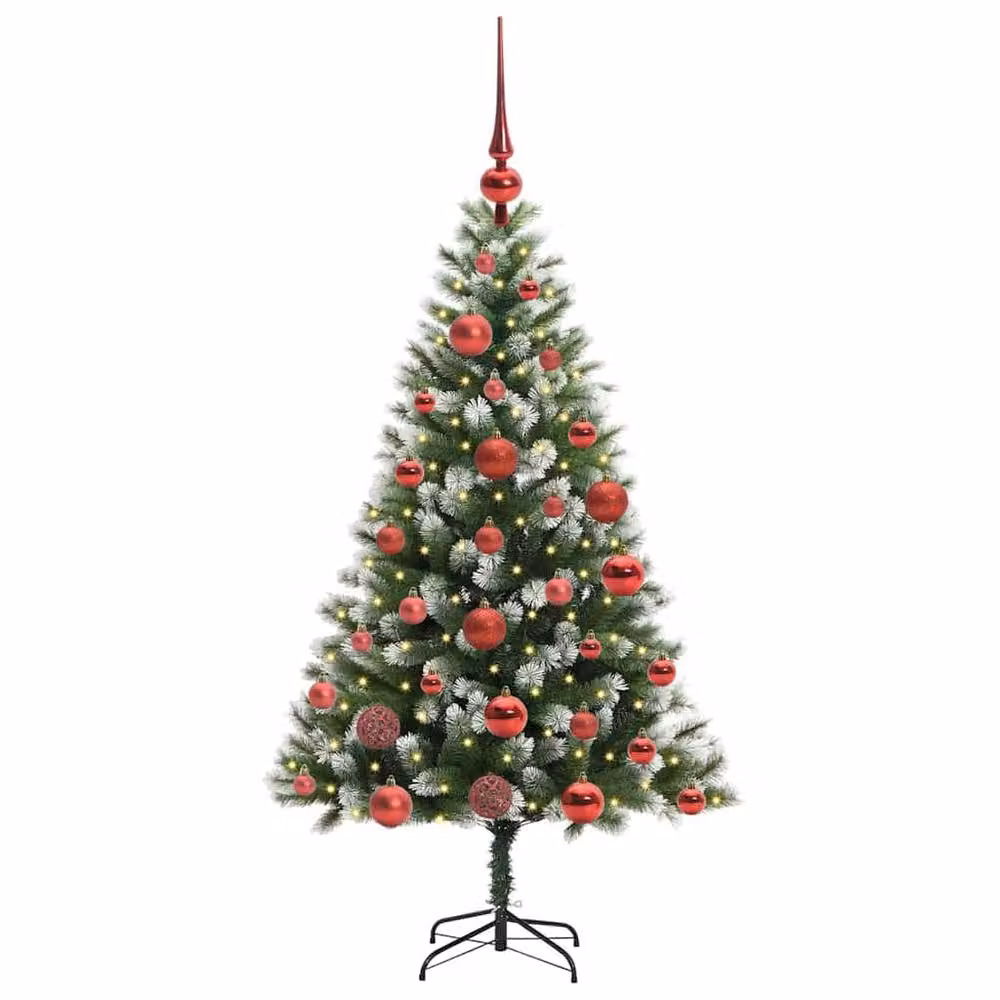 Berkfield Home Artificial Hinged Christmas Tree with Flocked Snow, Green, Height: 120 cm – 3