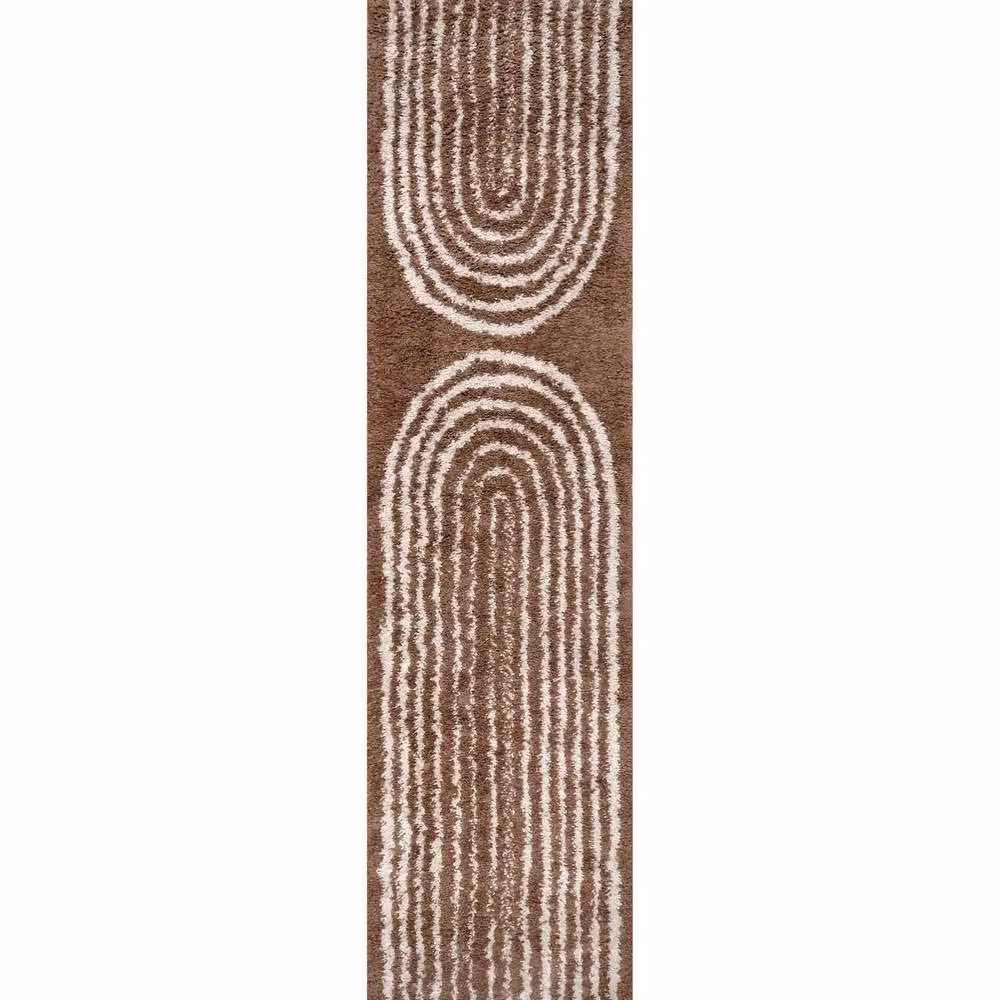 THE RUGS Moodi Rainbow Design Shaggy Soft High Pile Living Room Rug in Terracotta, W/D/H: 120 x 170 cm – 6