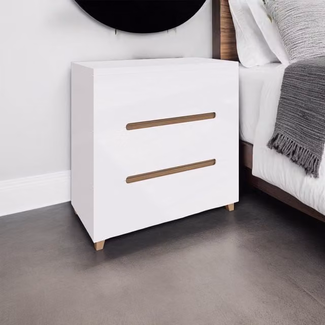 FWStyle Gloss White Chest of Drawers with Deep Drawers, Width: 80 cm