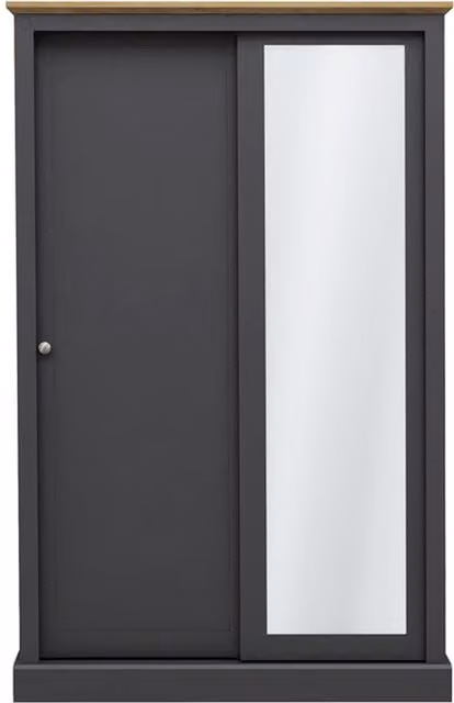 LPD Home Classic 2-Door Sliding Wardrobe with Glass Mirror Doors in Anthracite