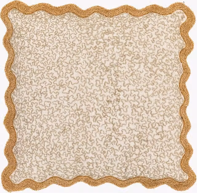 Perch & Parrow Scallop Filled Square Cushion in Beige