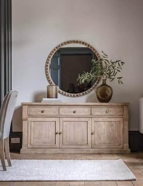 Gallery Direct Vancouver 3 Door Rustic Pine Sideboard in Natural Brown and Beige