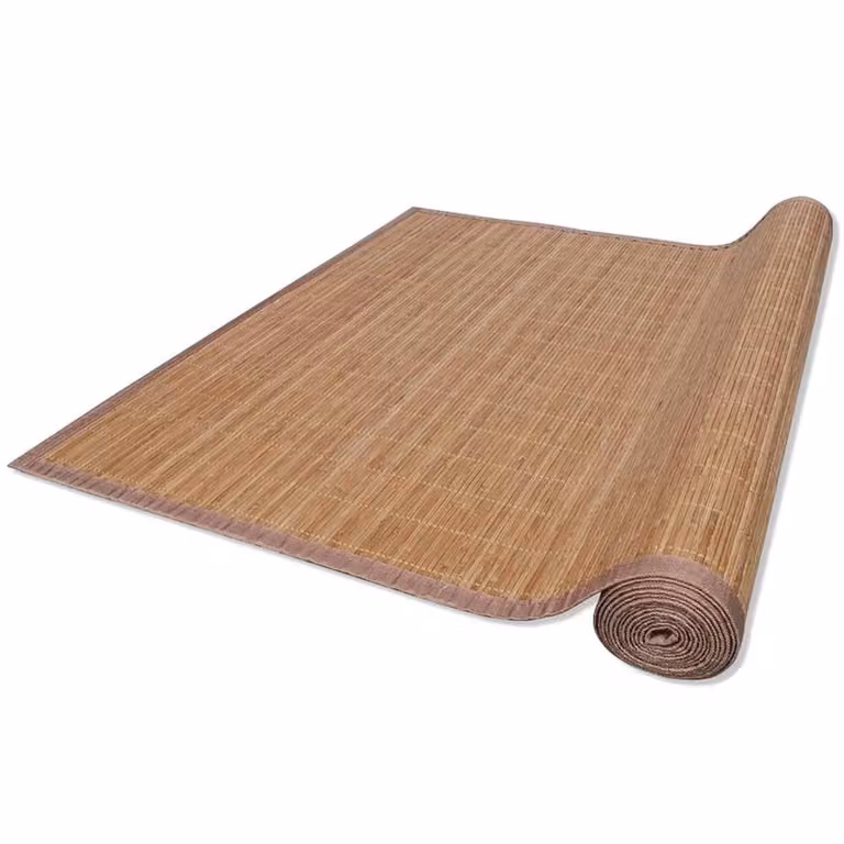 Berkfield Home Rectangular Brown Bamboo and Polypropylene Rug W: 80 cm, L: 300 cm