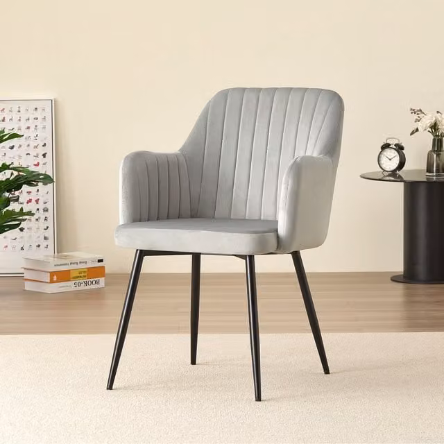 Madefor.living Charlotte Velvet Comfort Dining Chairs Set of 2, Grey