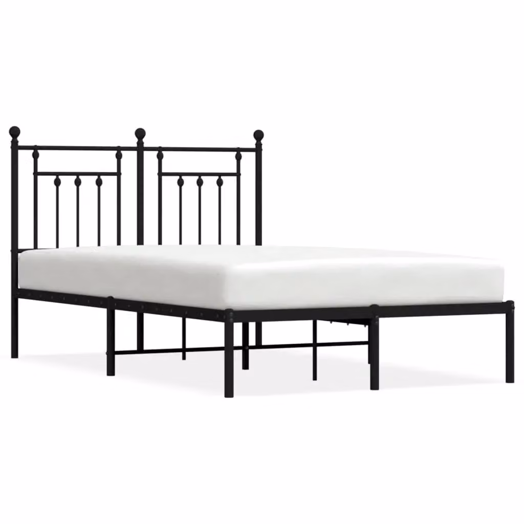 Berkfield Home Metal Bed Frame with Headboard, Black, W/D/H: 120 x 200 cm – 2