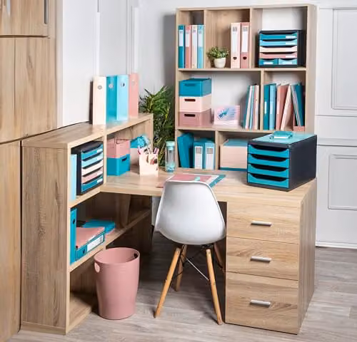 Exacompta BIG-BOX maxi Skandi Document Storage Box with 4 A4+ Drawers and 2 Small Utensil Drawers, Multicolour, W: 27.8 cm, D: 34.7 cm, H: 27.1 cm – 2