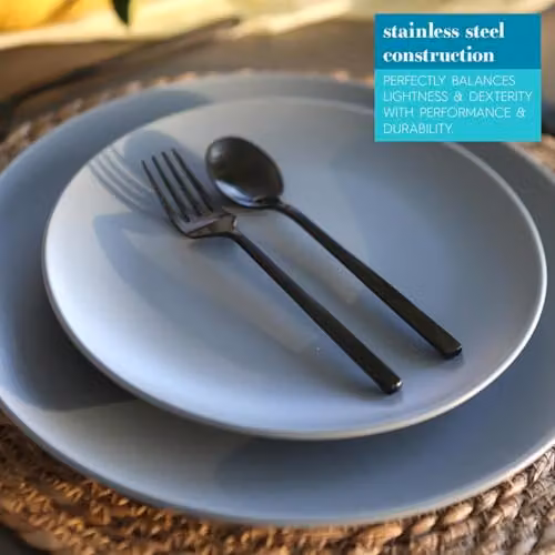 Argon Tableware Black Coated Stainless Steel Cake Forks, Set of 8, 15cm – 2