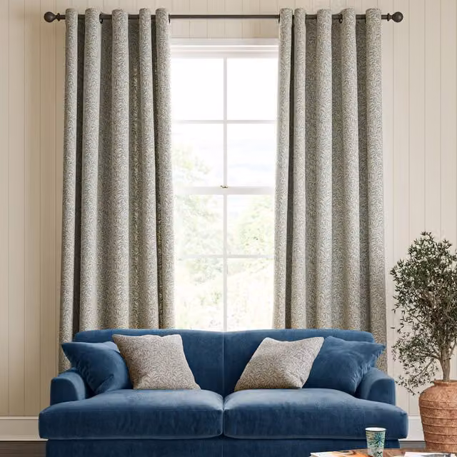 William Morris Willow Bough Blue Floral Blackout Made To Measure Eyelet Curtains