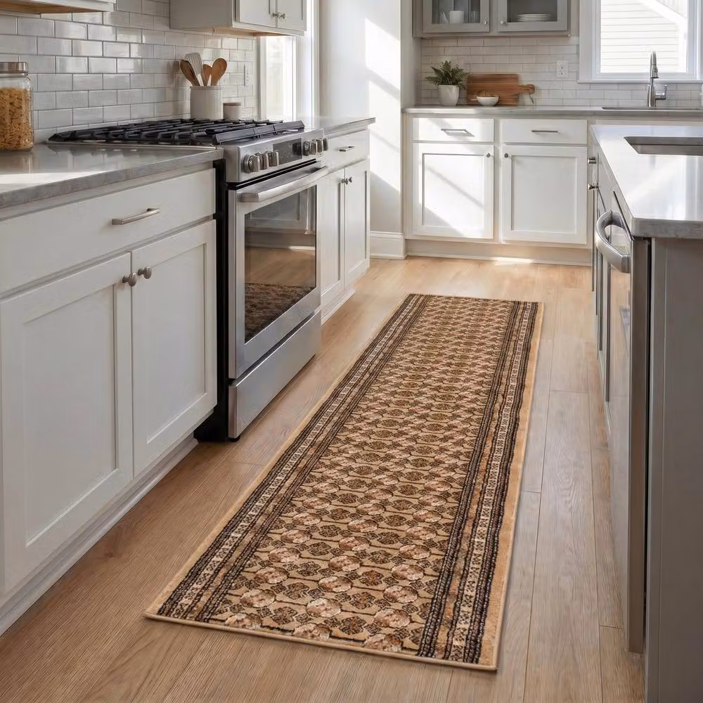 Bravich LTD Bokhara Traditional Hallway Runner Rug, Non-Slip Low Pile in Beige, W: 60 cm, L: 540 cm – 2