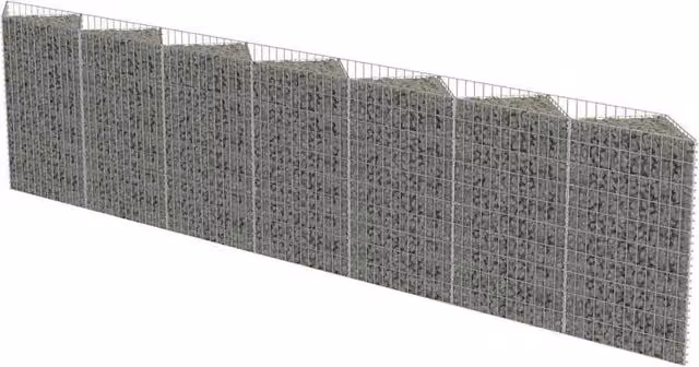 Berkfield Home Galvanised Steel Gabion Wall Raised Bed in Silver, W/D/H: 450 x 30 x 100 cm