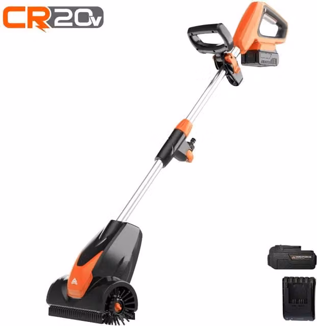 Yard Force CR20 Range 20V 4.0Ah Cordless Dual Speed Patio Cleaner, Orange, 20cm Cleaning Width