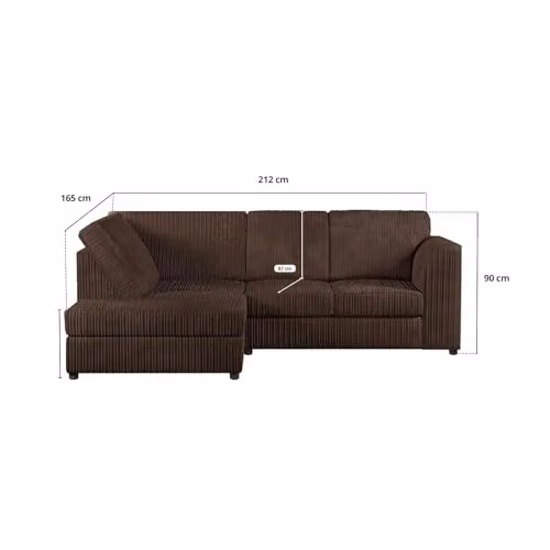 SOFASELECTION UK 4 Seater Left Hand Facing Corner Sofa in Jumbo Cord with Solid Wood Frame – 3