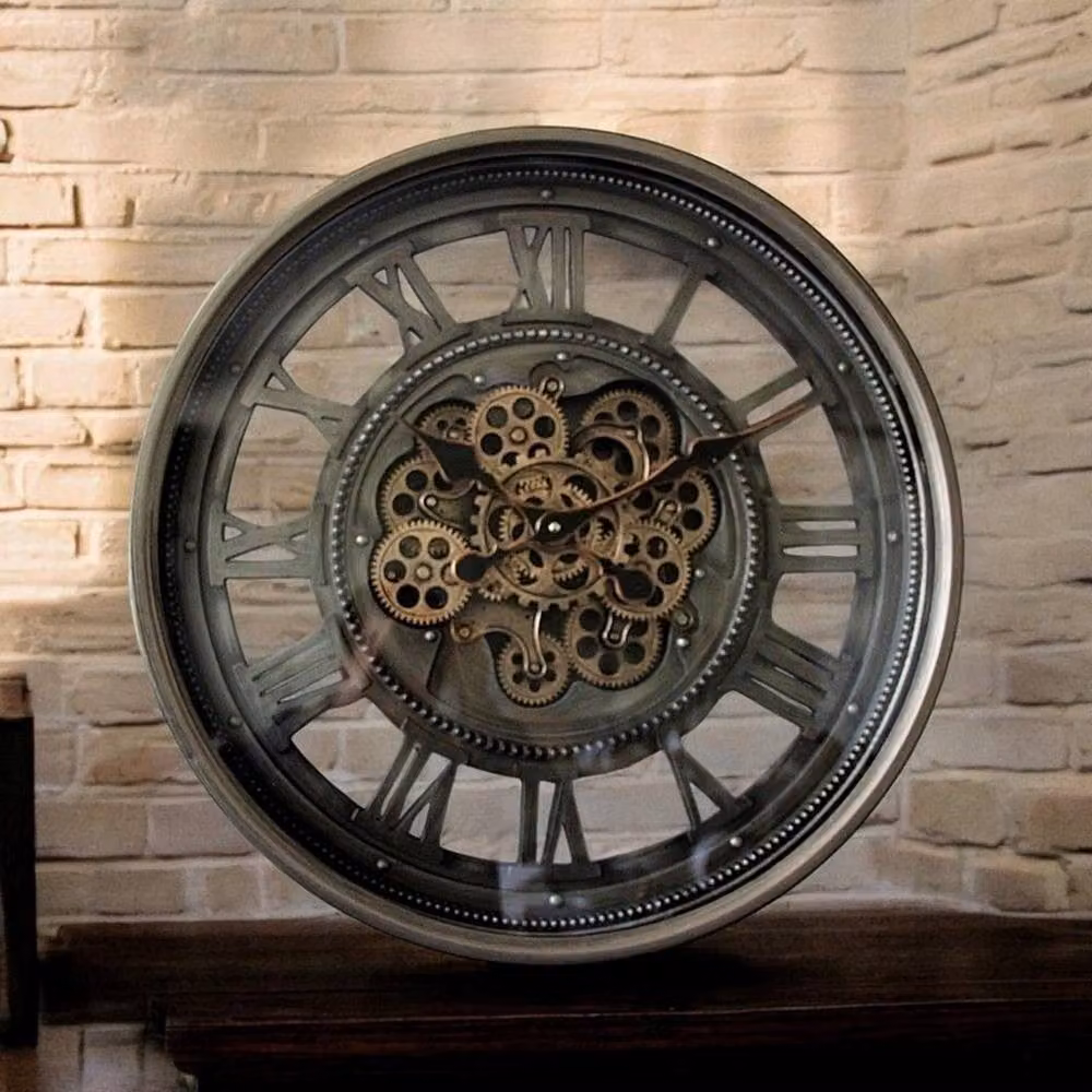 Minster Industrial Gear Wall Clock in Grey and Gold, W/H: 60 x 60 cm – 2