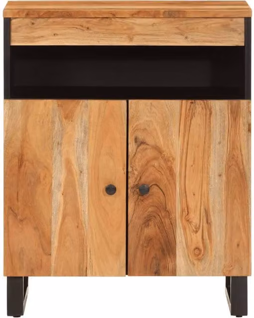 Berkfield Home Industrial Sideboard with 2 Doors in Brown Solid Acacia Wood, W/D/H: 60 x 33 x 75 cm