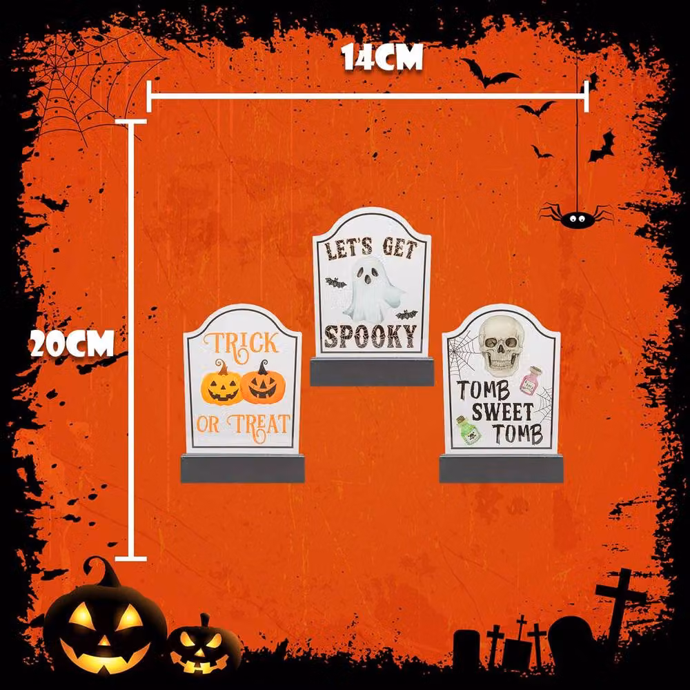 VFM e-Store Halloween Tombstone Decoration Set of 3 in Multicolour and White – 2