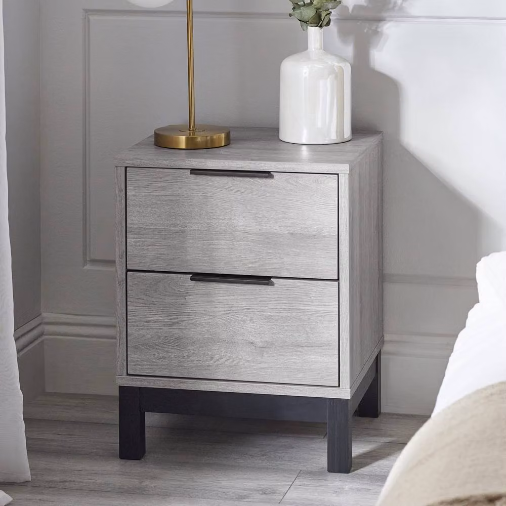 Cheshire Premium Kora 2 Drawer Grey Oak Bedside Unit – 2