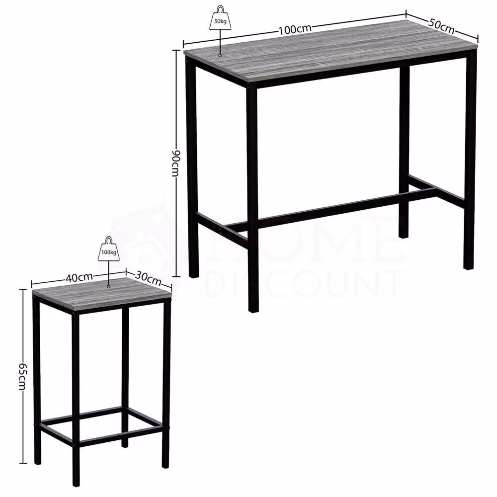 SPETLEK 3-Piece Industrial Metal Barstool Set in Grey – 2