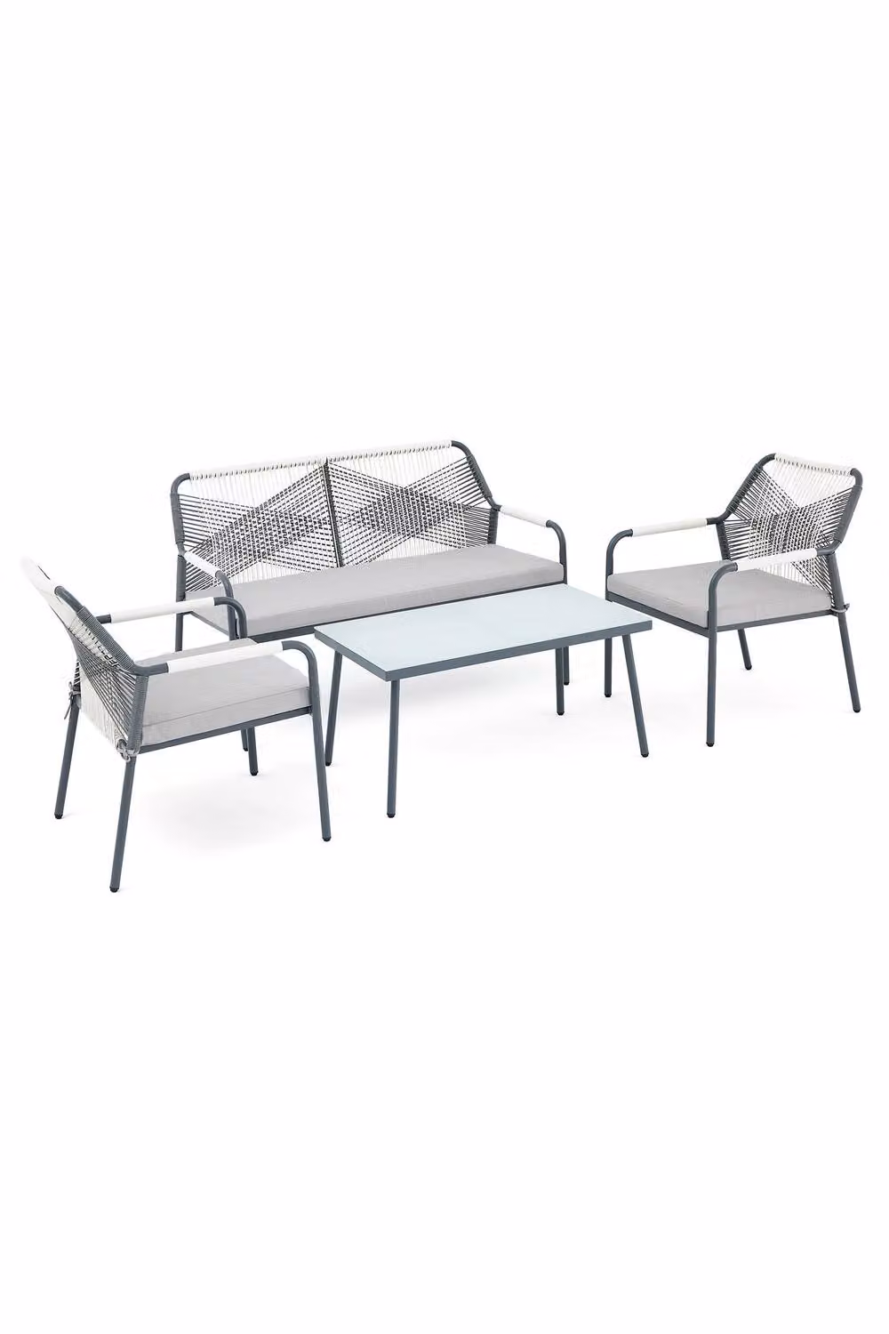 More4Homes Lagos 4 Seater Outdoor Corner Garden Sofa Set with Glass Table in Light Grey – 2