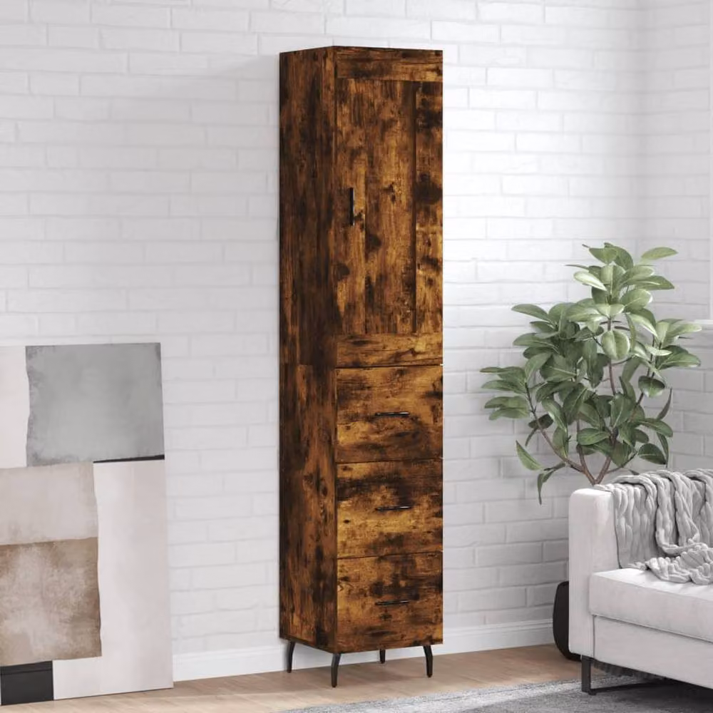 Berkfield Home Smoked Oak Highboard in Brown, W/D/H: 34.5 x 34 x 180 cm – 2