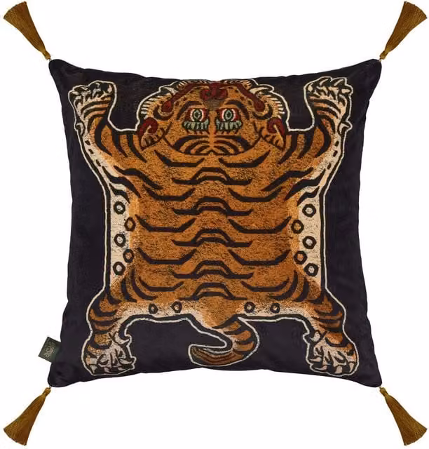 House of Hackney SABER Square Velvet Cushion in Black, W/D/H: 45 x 45 x 45 cm