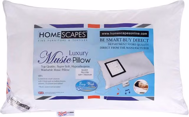 Homescapes Super Microfibre Music Pillow with Speakers, White, Medium