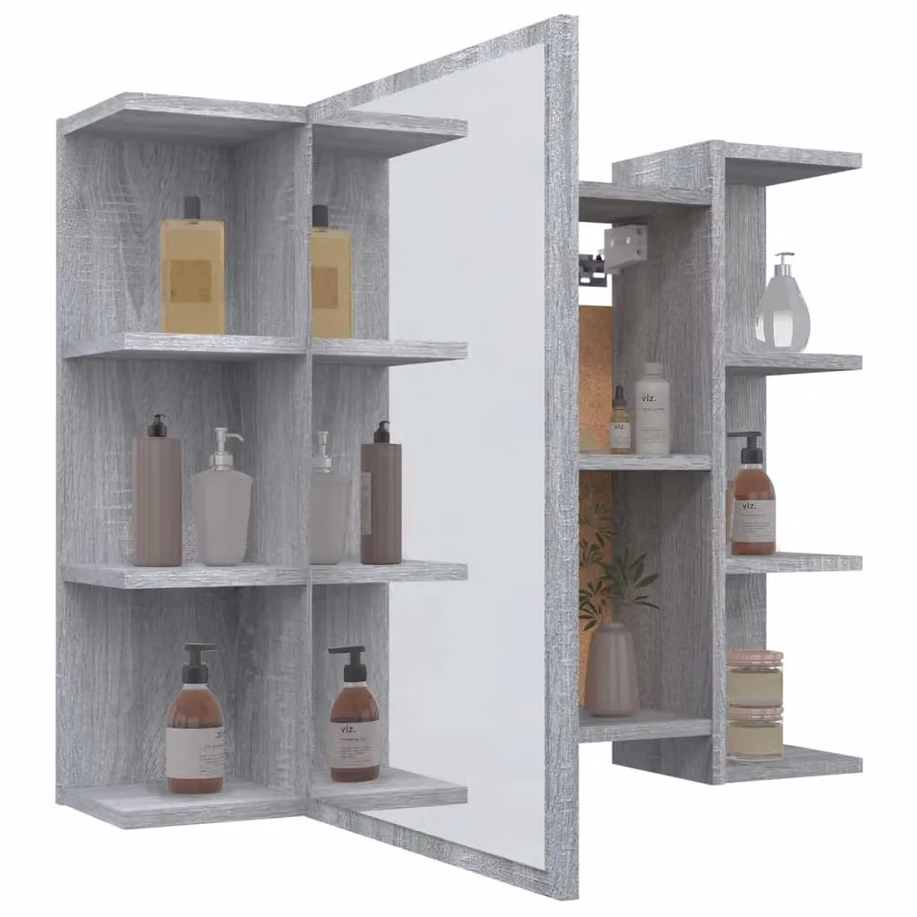Berkfield Home Grey Sonoma Bathroom Mirror Cabinet with Hinged Doors, W/D/H: 80 x 20.5 x 64 cm – 2