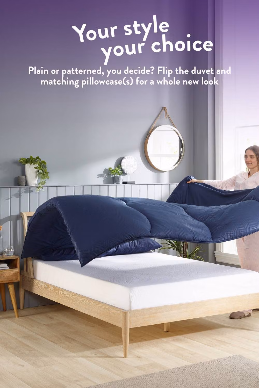 Slumberdown Navy Blue Embossed Herringbone 10.5 Tog Coverless Duvet – 3