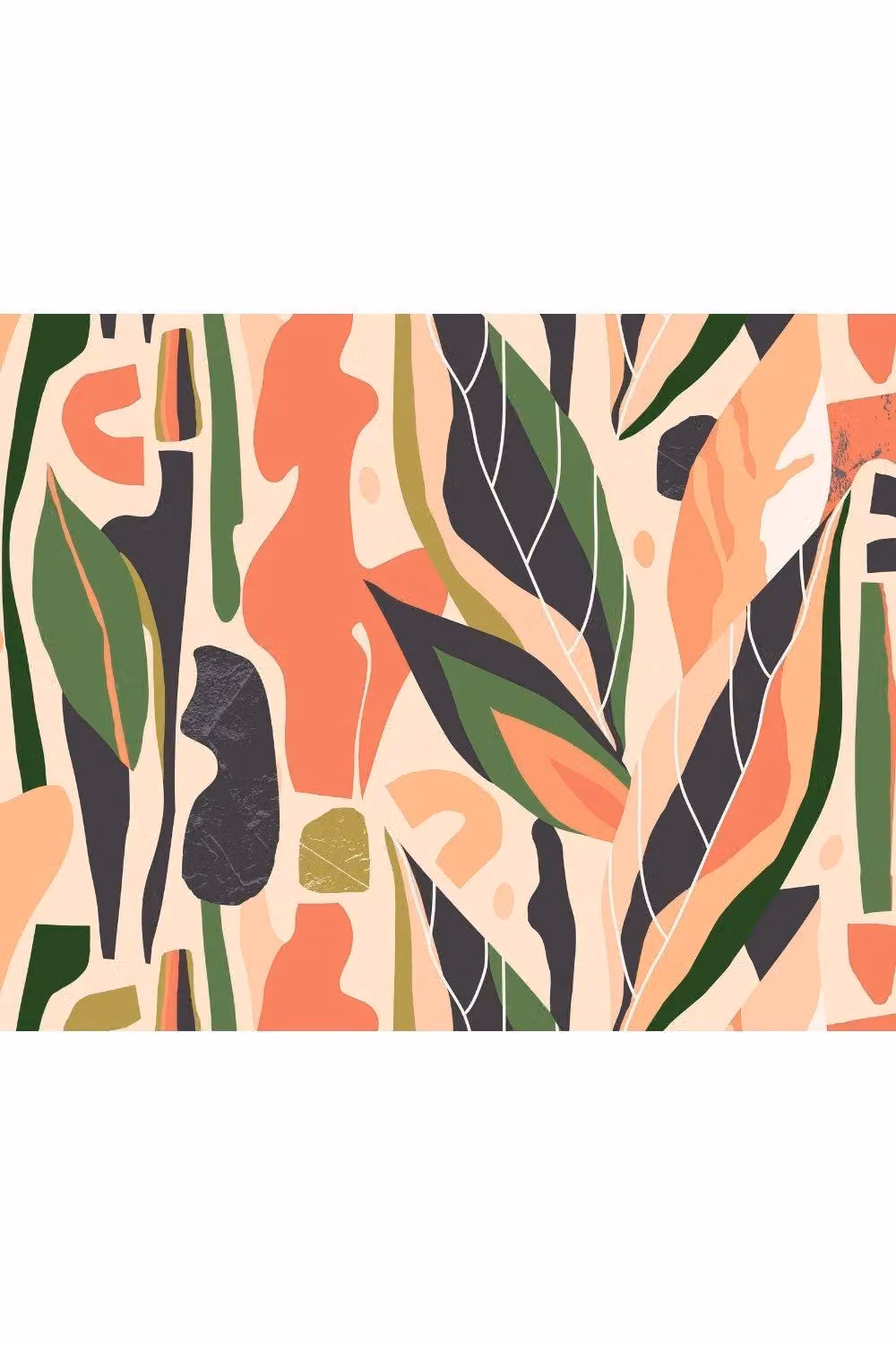 Origin Murals Abstract Leaf Shapes Wall Mural in Orange and Multicolour, W: 300 cm, H: 240 cm – 2