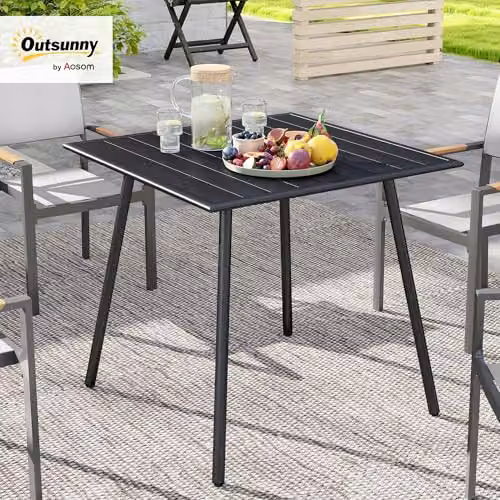 Outsunny Square Garden Dining Table for 4 People, Black, W/D/H: 80 x 80 x 74 cm – 2