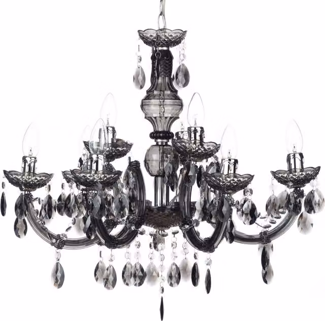 Litecraft Marie Therese 9 Light Crystal and Glass Chandelier with LEDs in Grey