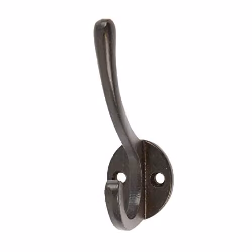 Hammer and Tongs Metal Hat and Coat Hook in Black and Gold, W: 2.5 cm, H: 8.0 cm, D: 4.5 cm