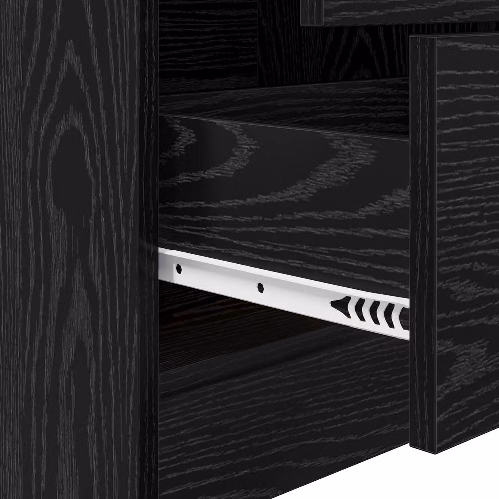 Berkfield Modern Black Oak Writing Desk with Storage in Engineered Wood – 3