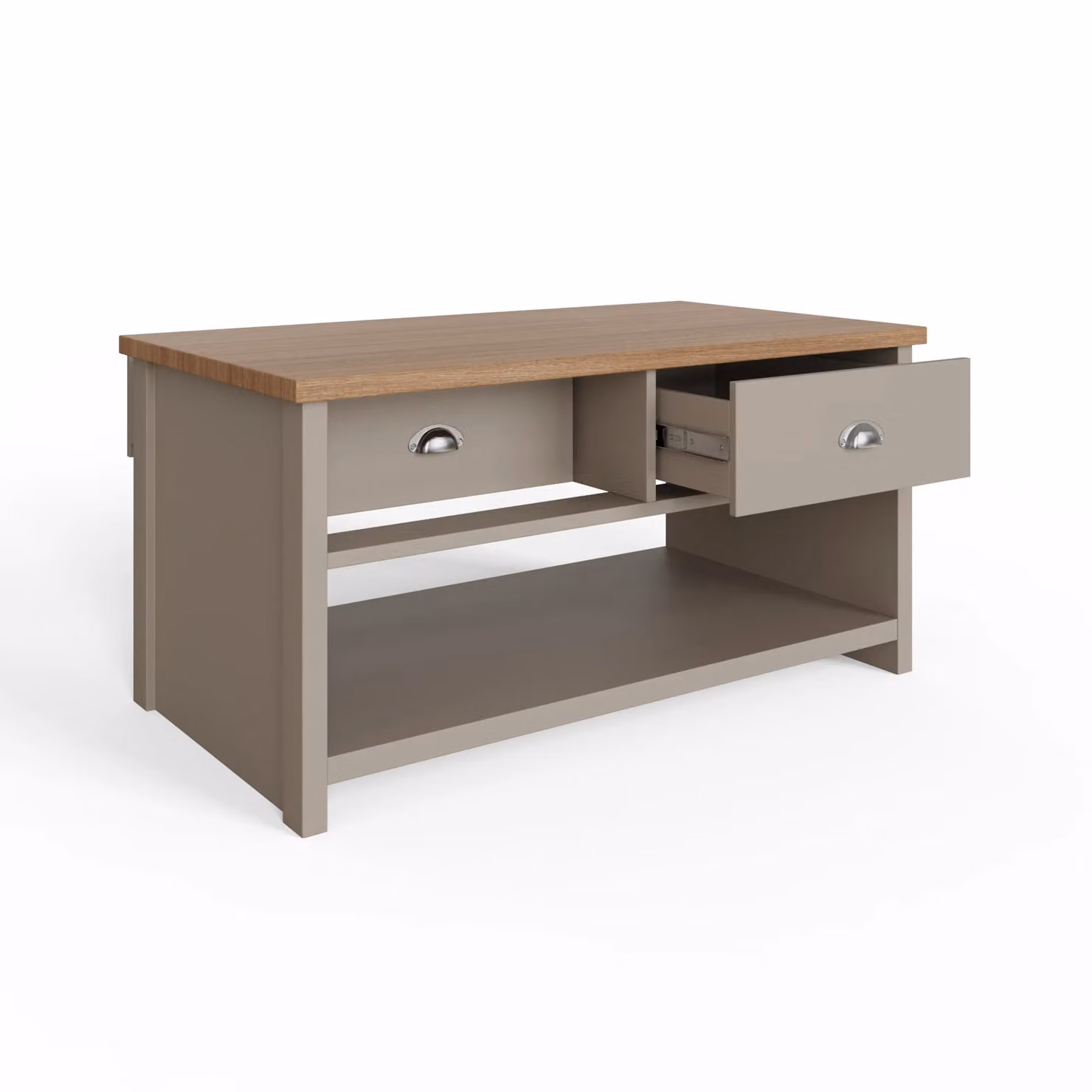 GFW Lancaster Two Drawer Coffee Table in Grey and Oak – 4