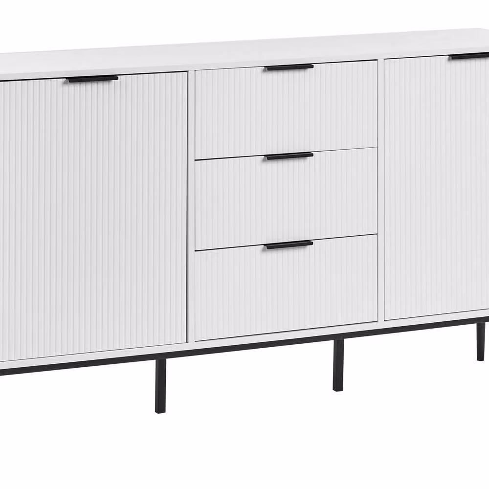 Wyld Haus Modern White Lacquered MDF Sideboard with Media Compartments – 2