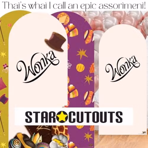 Star Cutouts SC4499 Willy Wonka Warm White Cardboard Backdrop Photo Background, Height: 185 cm – 5