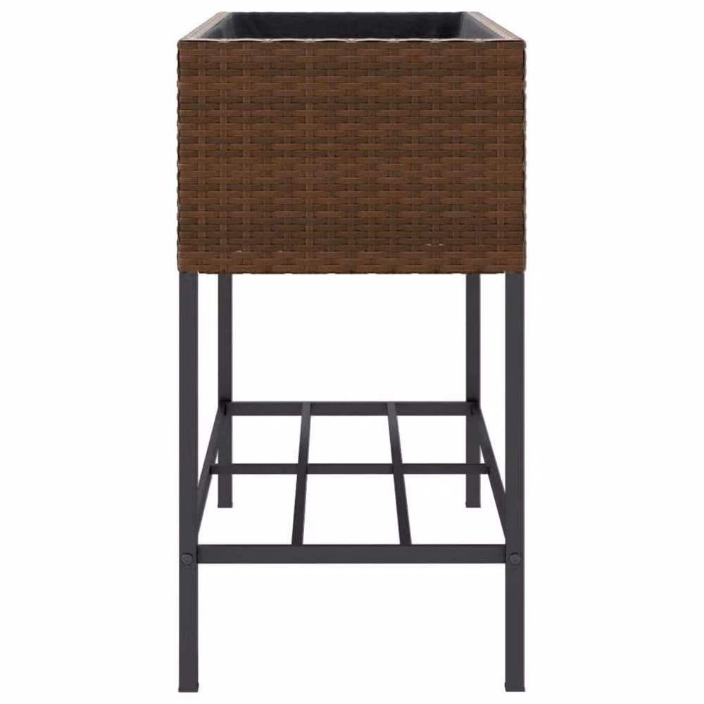 Berkfield Home Brown Poly Rattan Garden Planter with Shelf – 5