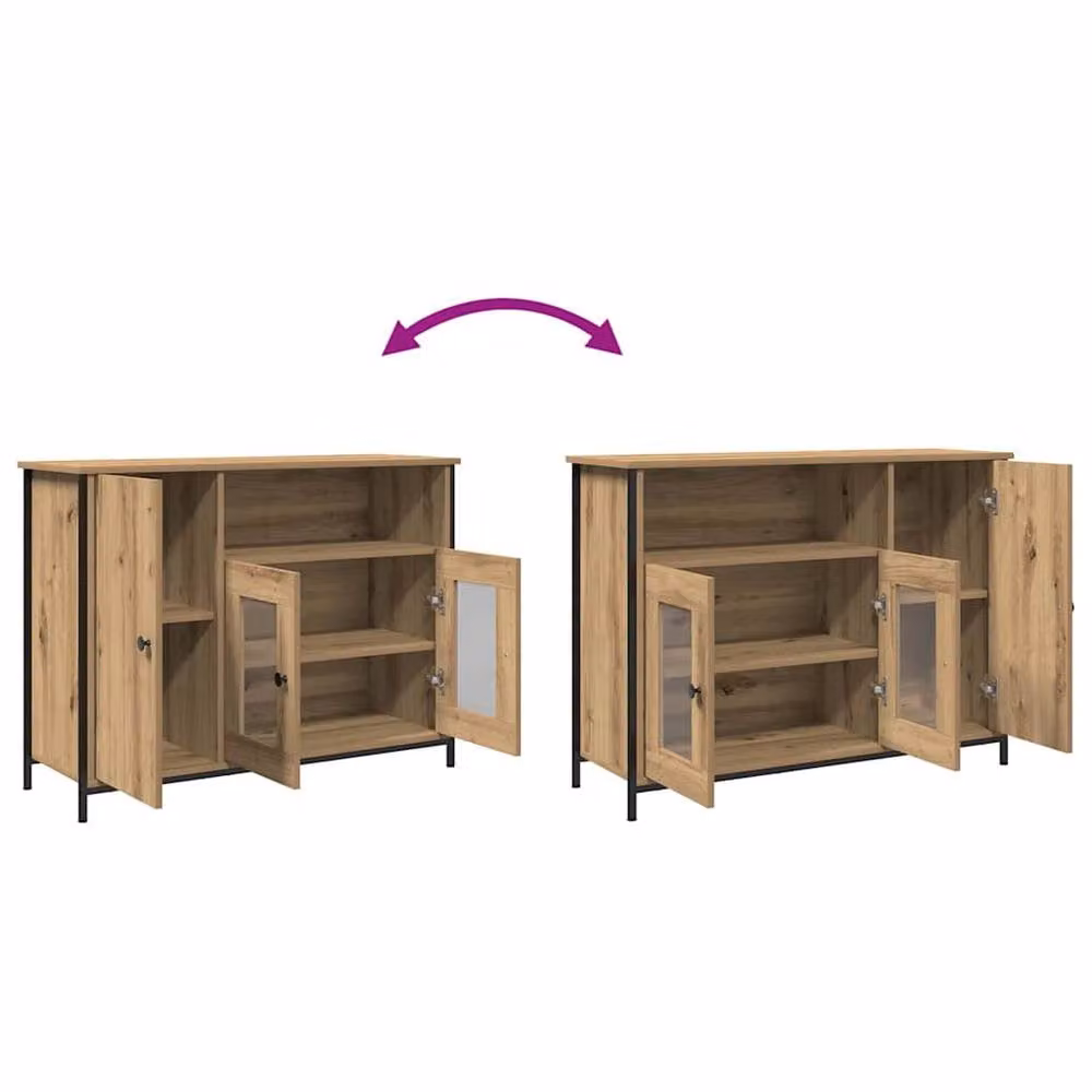 Berkfield Home Artisan Oak Sideboard in Brown and Beige, W/D/H: 100 x 35 x 75 cm – 4
