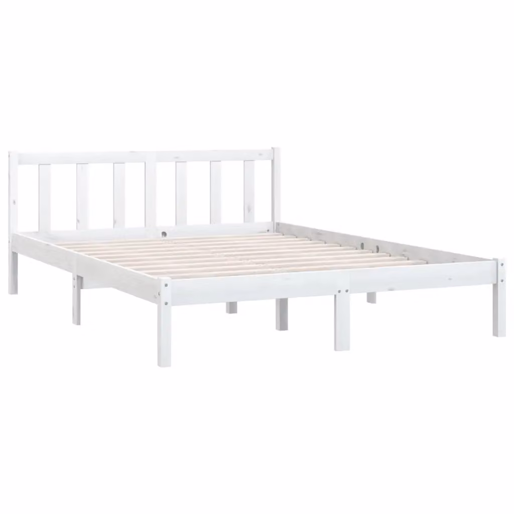 Berkfield Home Modern White Solid Pinewood Bed Frame W/D/H: 140 x 200 cm – 2