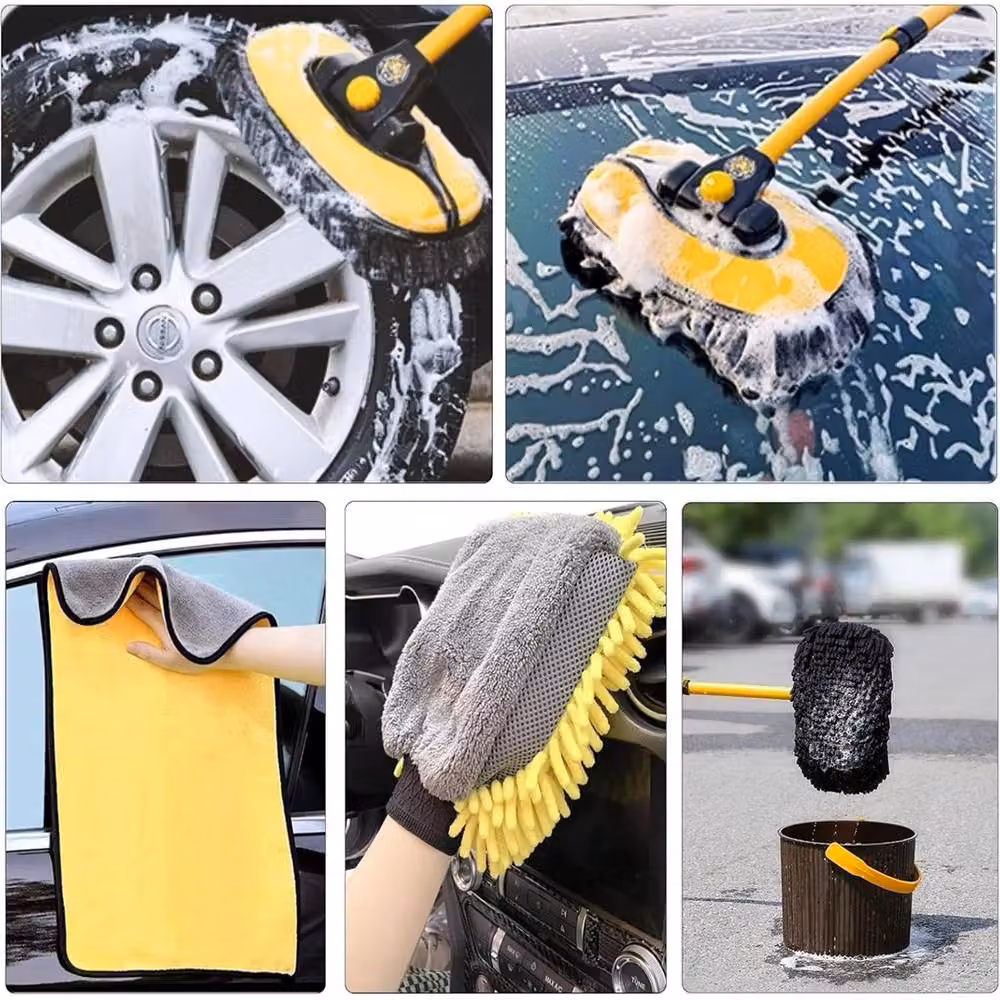 Kelvenix Telescopic Car Wash Brush with Microfibre Head in Yellow – 6