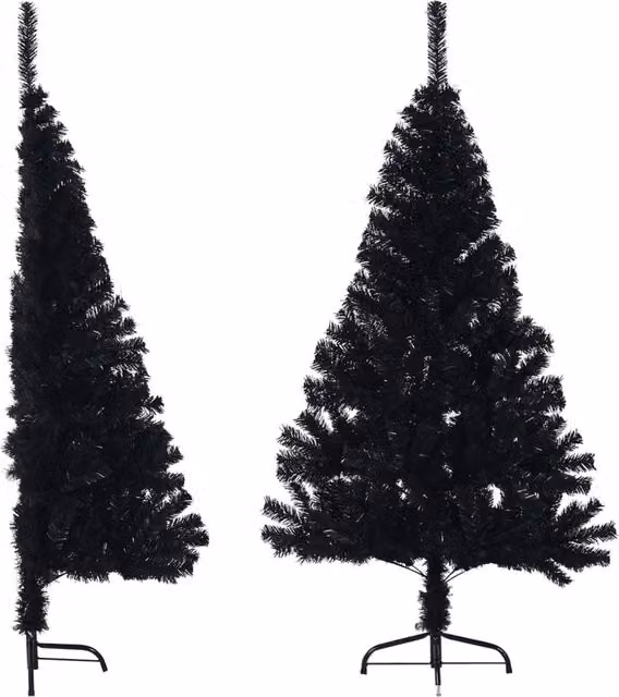 Berkfield Home Artificial Half Christmas Tree with Stand, Black, Height: 150 cm