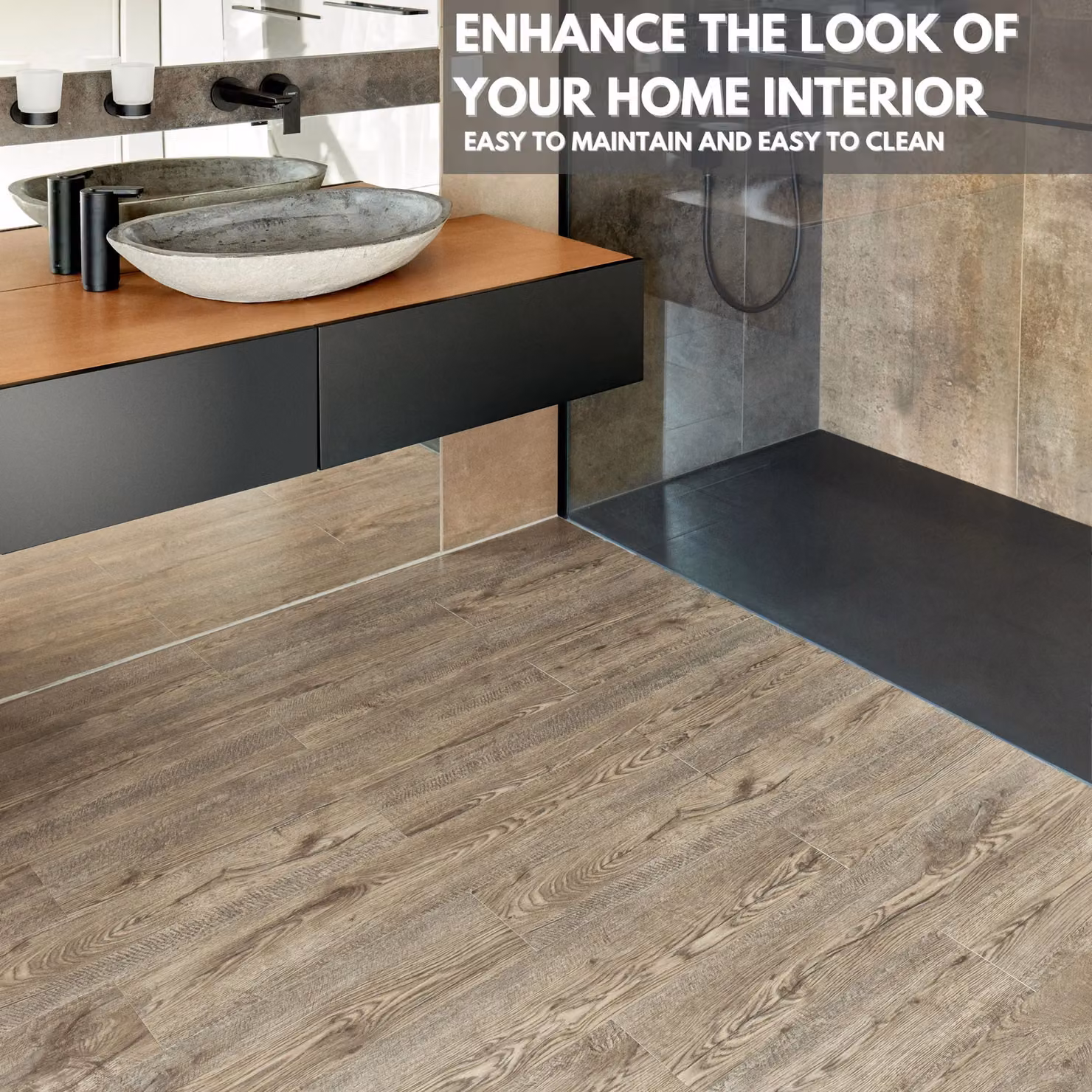 Novecrafto Self Adhesive Wood Look Vinyl Floor Planks, Brown, Pack of 7, W: 91.4 cm, H: 15.2 cm – 3