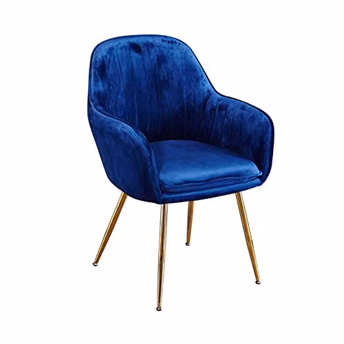 Netfurniture Lourd Velvet Dining Chairs in Royal Blue with Gold Metal Legs, Pack of 2 – 2