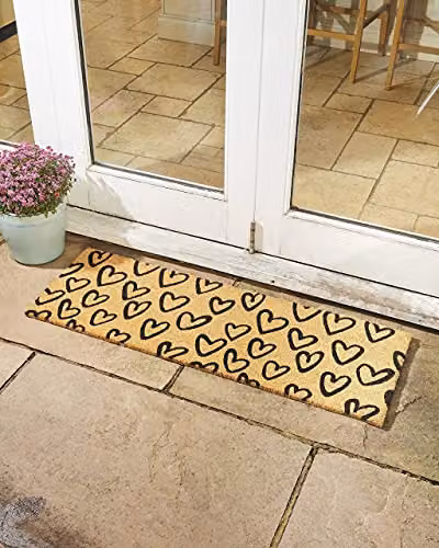 Esselle Astley Hand-Drawn Hearts Coir Doormat, Brown and Beige, W/D/H: 120 x 40 x 1 cm – 4