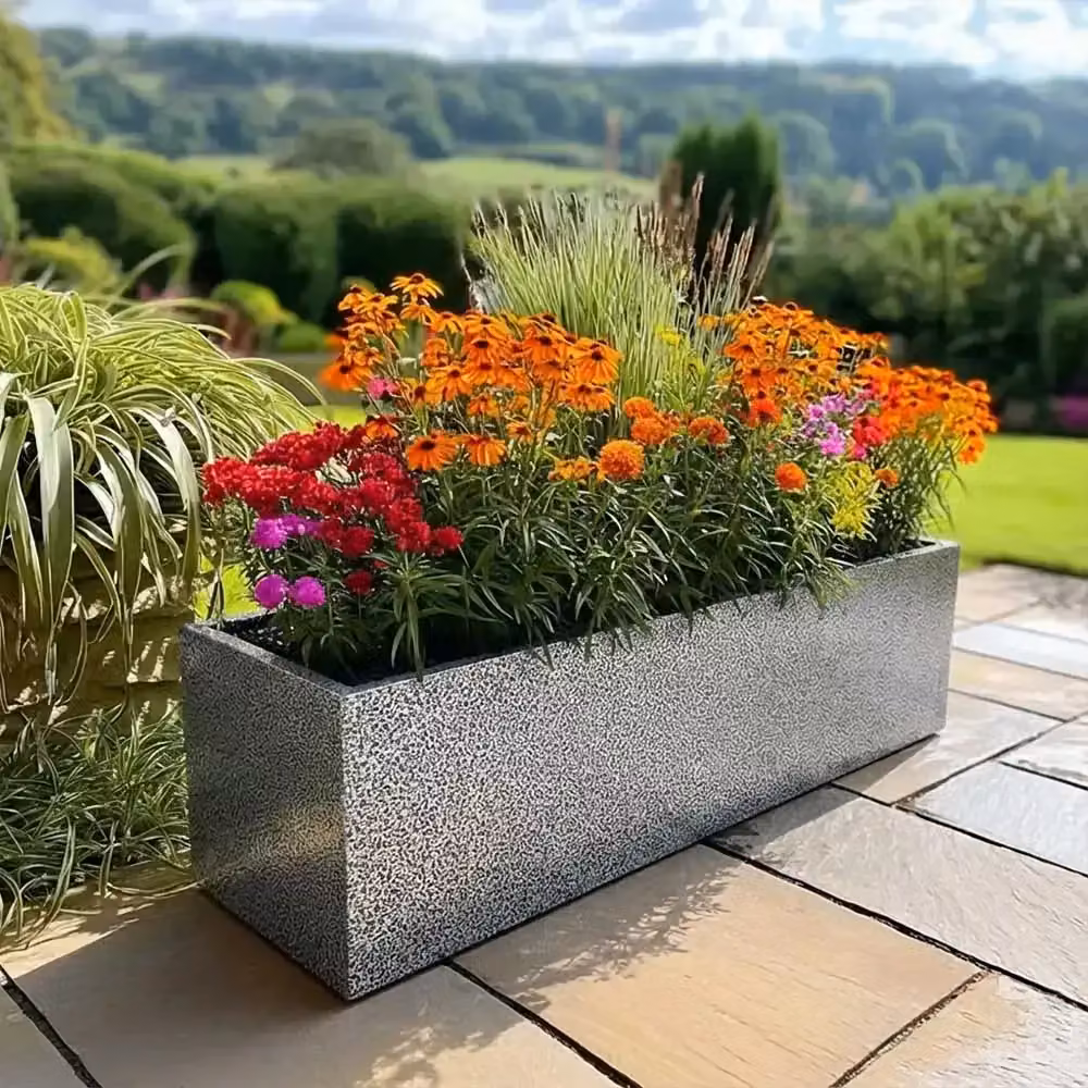 Access Garden Products Galvanised Steel Trough Planter in Silver and Black, W: 100 cm, D: 40 cm, H: 40 cm – 10